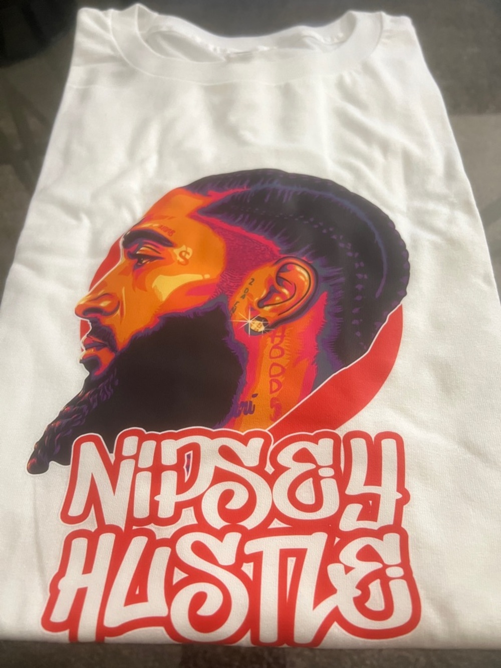 Urban Outfitters White Graphic Tee with Multicolor Nipsey Hussle Portrait